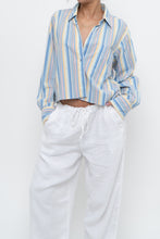 Load image into Gallery viewer, Vintage x Blue Multicolour Striped Reworked Cropped Buttonup (XS-L)