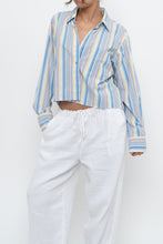 Load image into Gallery viewer, Vintage x Blue Multicolour Striped Reworked Cropped Buttonup (XS-L)