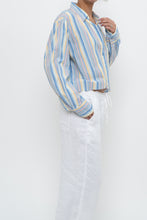 Load image into Gallery viewer, Vintage x Blue Multicolour Striped Reworked Cropped Buttonup (XS-L)