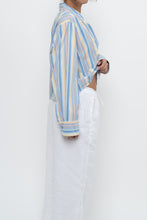 Load image into Gallery viewer, Vintage x Blue Multicolour Striped Reworked Cropped Buttonup (XS-L)