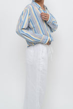 Load image into Gallery viewer, Vintage x Blue Multicolour Striped Reworked Cropped Buttonup (XS-L)