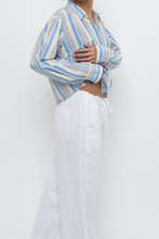 Load image into Gallery viewer, Vintage x Blue Multicolour Striped Reworked Cropped Buttonup (XS-L)