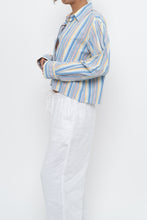 Load image into Gallery viewer, Vintage x Blue Multicolour Striped Reworked Cropped Buttonup (XS-L)
