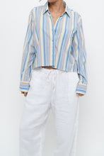Load image into Gallery viewer, Vintage x Blue Multicolour Striped Reworked Cropped Buttonup (XS-L)