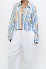 Load image into Gallery viewer, Vintage x Blue Multicolour Striped Reworked Cropped Buttonup (XS-L)