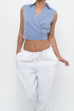 Load image into Gallery viewer, Vintage x Made in USA x LAUNDRY BY SHELLI SEGAL Blue Cropped Wrap Tank (S)