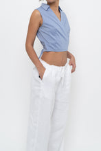 Load image into Gallery viewer, Vintage x Made in USA x LAUNDRY BY SHELLI SEGAL Blue Cropped Wrap Tank (S)