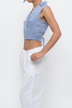 Load image into Gallery viewer, Vintage x Made in USA x LAUNDRY BY SHELLI SEGAL Blue Cropped Wrap Tank (S)