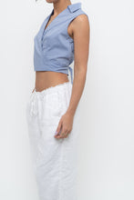 Load image into Gallery viewer, Vintage x Made in USA x LAUNDRY BY SHELLI SEGAL Blue Cropped Wrap Tank (S)