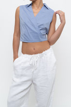 Load image into Gallery viewer, Vintage x Made in USA x LAUNDRY BY SHELLI SEGAL Blue Cropped Wrap Tank (S)
