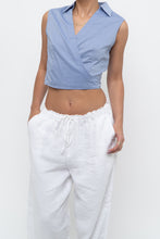 Load image into Gallery viewer, Vintage x Made in USA x LAUNDRY BY SHELLI SEGAL Blue Cropped Wrap Tank (S)