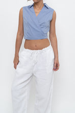 Load image into Gallery viewer, Vintage x Made in USA x LAUNDRY BY SHELLI SEGAL Blue Cropped Wrap Tank (S)