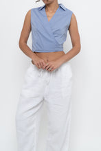 Load image into Gallery viewer, Vintage x Made in USA x LAUNDRY BY SHELLI SEGAL Blue Cropped Wrap Tank (S)