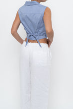 Load image into Gallery viewer, Vintage x Made in USA x LAUNDRY BY SHELLI SEGAL Blue Cropped Wrap Tank (S)