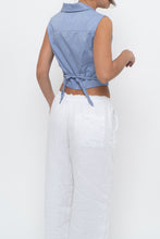 Load image into Gallery viewer, Vintage x Made in USA x LAUNDRY BY SHELLI SEGAL Blue Cropped Wrap Tank (S)
