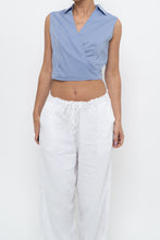 Load image into Gallery viewer, Vintage x Made in USA x LAUNDRY BY SHELLI SEGAL Blue Cropped Wrap Tank (S)
