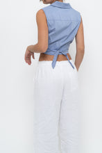 Load image into Gallery viewer, Vintage x Made in USA x LAUNDRY BY SHELLI SEGAL Blue Cropped Wrap Tank (S)