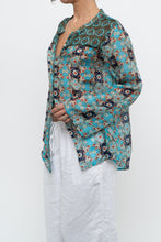 Load image into Gallery viewer, PERSAMAN NY x Blue Floral Sheer Silk Blouse (XS-M)