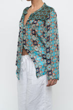 Load image into Gallery viewer, PERSAMAN NY x Blue Floral Sheer Silk Blouse (XS-M)