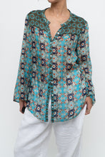 Load image into Gallery viewer, PERSAMAN NY x Blue Floral Sheer Silk Blouse (XS-M)