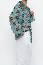 Load image into Gallery viewer, PERSAMAN NY x Blue Floral Sheer Silk Blouse (XS-M)
