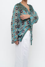 Load image into Gallery viewer, PERSAMAN NY x Blue Floral Sheer Silk Blouse (XS-M)