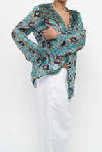 Load image into Gallery viewer, PERSAMAN NY x Blue Floral Sheer Silk Blouse (XS-M)
