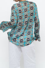 Load image into Gallery viewer, PERSAMAN NY x Blue Floral Sheer Silk Blouse (XS-M)