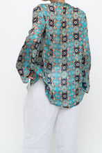 Load image into Gallery viewer, PERSAMAN NY x Blue Floral Sheer Silk Blouse (XS-M)