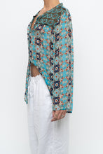 Load image into Gallery viewer, PERSAMAN NY x Blue Floral Sheer Silk Blouse (XS-M)