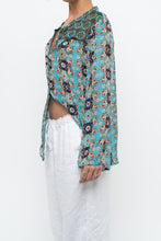 Load image into Gallery viewer, PERSAMAN NY x Blue Floral Sheer Silk Blouse (XS-M)