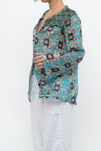 Load image into Gallery viewer, PERSAMAN NY x Blue Floral Sheer Silk Blouse (XS-M)