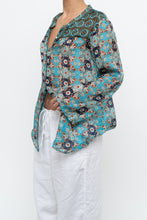 Load image into Gallery viewer, PERSAMAN NY x Blue Floral Sheer Silk Blouse (XS-M)
