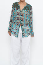 Load image into Gallery viewer, PERSAMAN NY x Blue Floral Sheer Silk Blouse (XS-M)