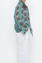 Load image into Gallery viewer, PERSAMAN NY x Blue Floral Sheer Silk Blouse (XS-M)