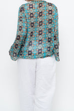 Load image into Gallery viewer, PERSAMAN NY x Blue Floral Sheer Silk Blouse (XS-M)