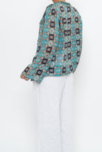 Load image into Gallery viewer, PERSAMAN NY x Blue Floral Sheer Silk Blouse (XS-M)
