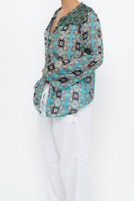 Load image into Gallery viewer, PERSAMAN NY x Blue Floral Sheer Silk Blouse (XS-M)