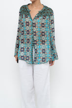 Load image into Gallery viewer, PERSAMAN NY x Blue Floral Sheer Silk Blouse (XS-M)