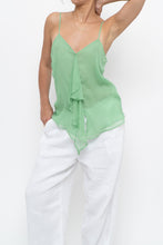 Load image into Gallery viewer, Vintage x LA SENZA Green Flowy Silk Tank (S)