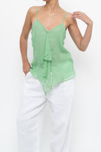 Load image into Gallery viewer, Vintage x LA SENZA Green Flowy Silk Tank (S)