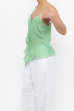 Load image into Gallery viewer, Vintage x LA SENZA Green Flowy Silk Tank (S)