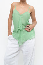 Load image into Gallery viewer, Vintage x LA SENZA Green Flowy Silk Tank (S)