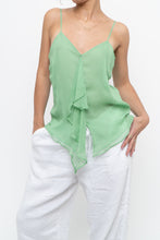 Load image into Gallery viewer, Vintage x LA SENZA Green Flowy Silk Tank (S)