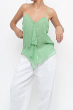 Load image into Gallery viewer, Vintage x LA SENZA Green Flowy Silk Tank (S)