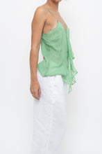 Load image into Gallery viewer, Vintage x LA SENZA Green Flowy Silk Tank (S)