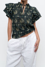 Load image into Gallery viewer, ULLA JOHNSON x Green Floral Cotton Short Sleeve Blouse (XS, S)