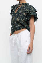 Load image into Gallery viewer, ULLA JOHNSON x Green Floral Cotton Short Sleeve Blouse (XS, S)