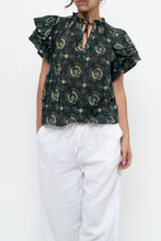Load image into Gallery viewer, ULLA JOHNSON x Green Floral Cotton Short Sleeve Blouse (XS, S)
