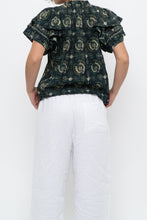 Load image into Gallery viewer, ULLA JOHNSON x Green Floral Cotton Short Sleeve Blouse (XS, S)